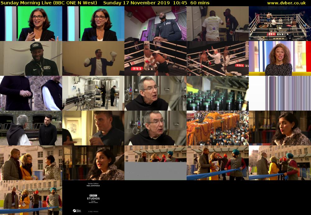 Sunday Morning Live (BBC ONE N West) Sunday 17 November 2019 10:45 - 11:45
