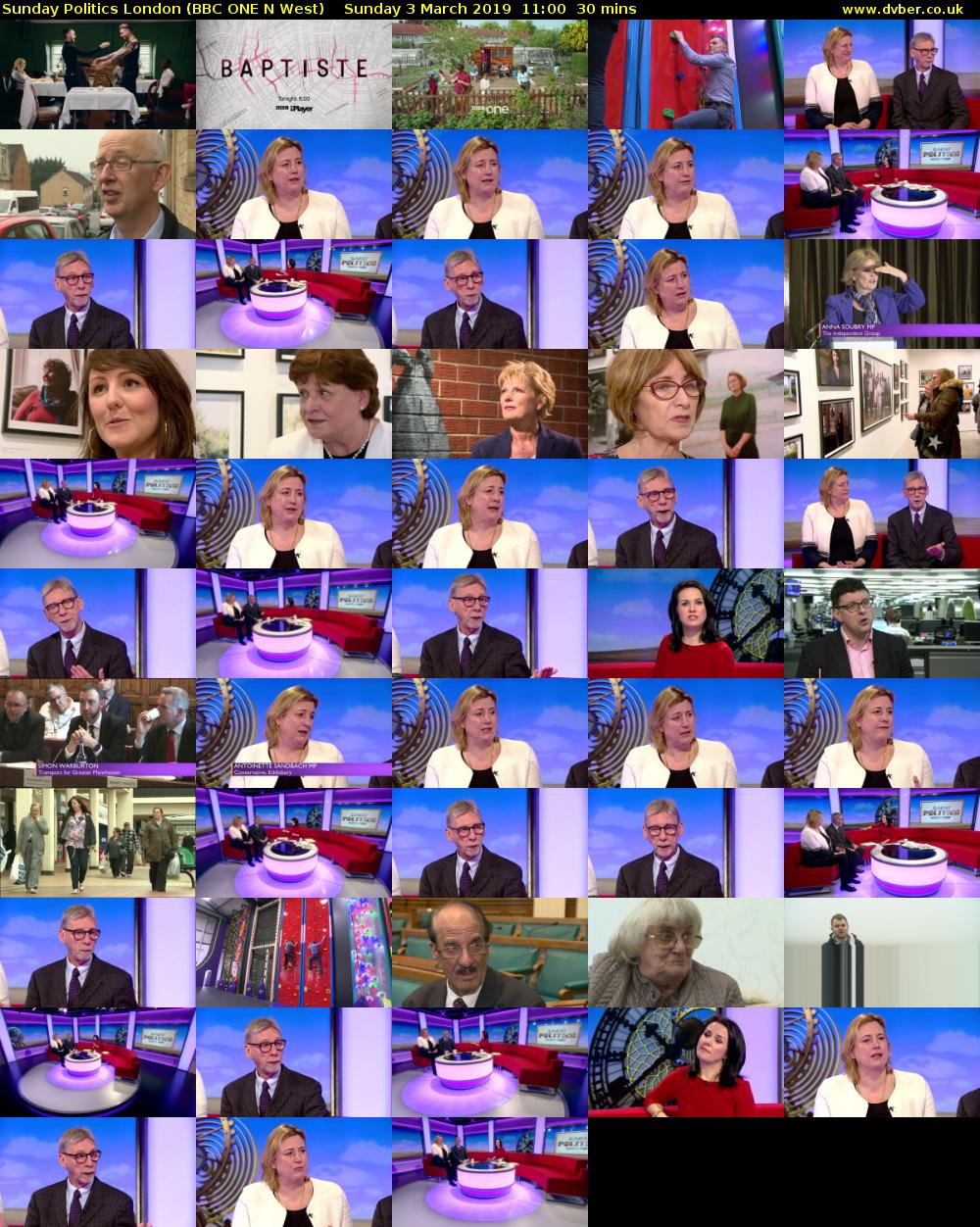 Sunday Politics London (BBC ONE N West) Sunday 3 March 2019 11:00 - 11:30