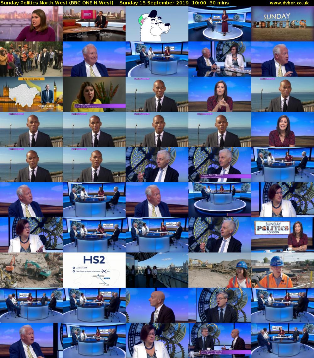 Sunday Politics North West (BBC ONE N West) Sunday 15 September 2019 10:00 - 10:30