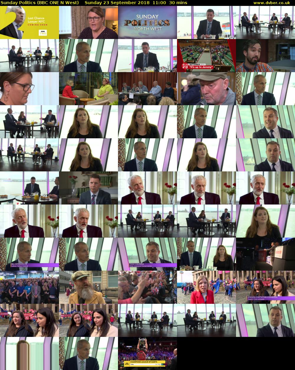 Sunday Politics (BBC ONE N West) Sunday 23 September 2018 11:00 - 11:30