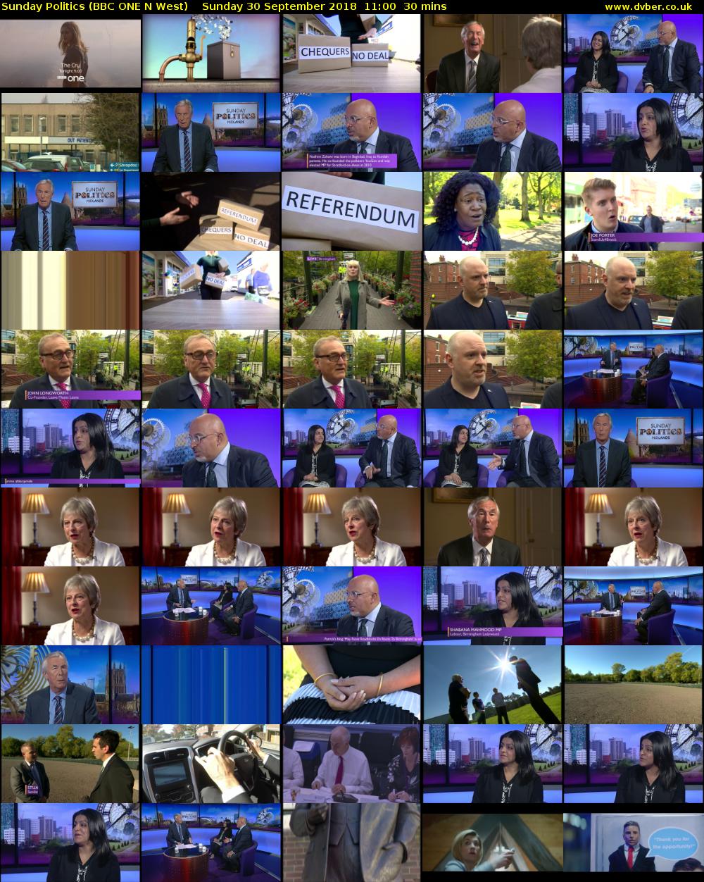 Sunday Politics (BBC ONE N West) Sunday 30 September 2018 11:00 - 11:30