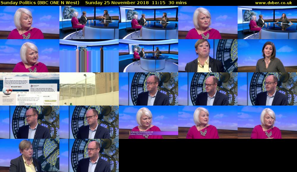 Sunday Politics (BBC ONE N West) Sunday 25 November 2018 11:15 - 11:45