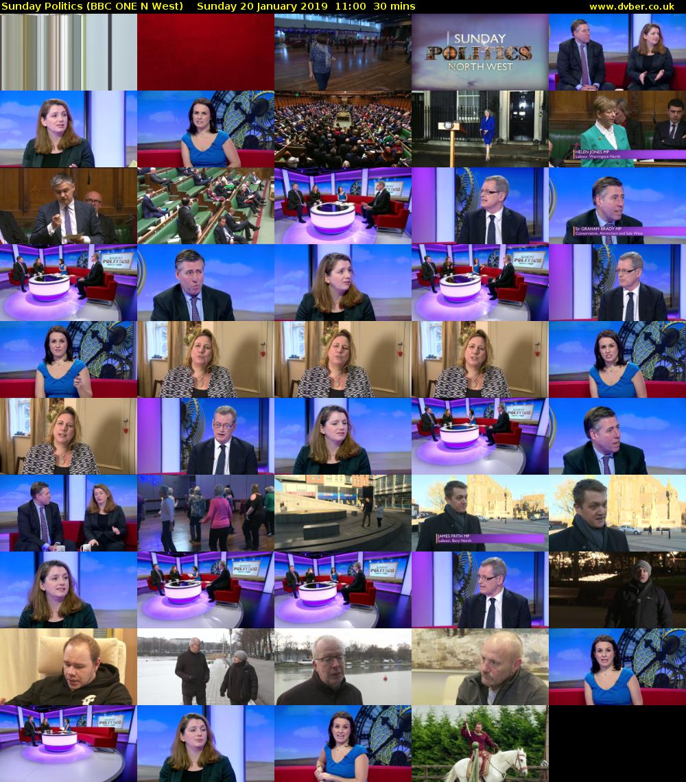 Sunday Politics (BBC ONE N West) Sunday 20 January 2019 11:00 - 11:30
