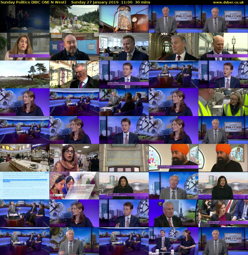 Sunday Politics (BBC ONE N West) Sunday 27 January 2019 11:00 - 11:30