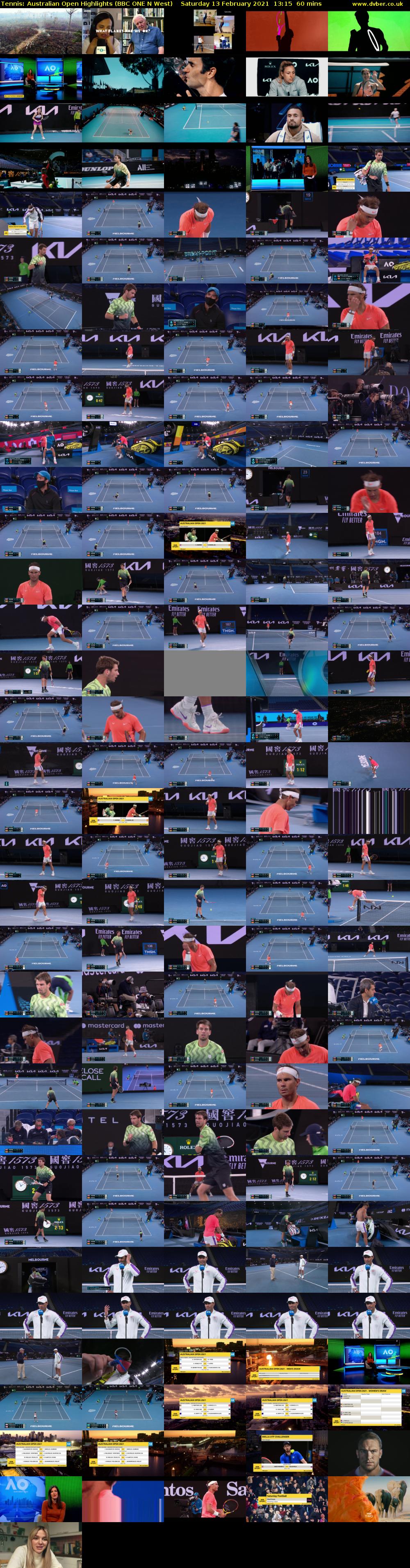 Tennis: Australian Open Highlights (BBC ONE N West) Saturday 13 February 2021 13:15 - 14:15
