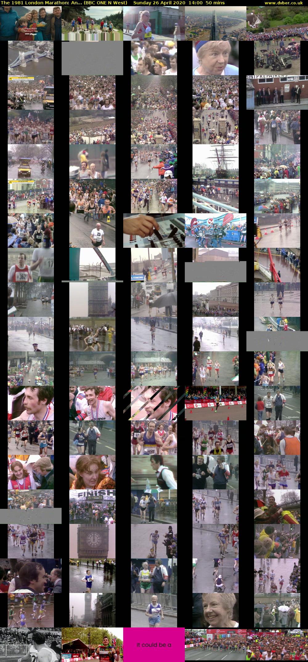 The 1981 London Marathon: An... (BBC ONE N West) Sunday 26 April 2020 14:00 - 14:50