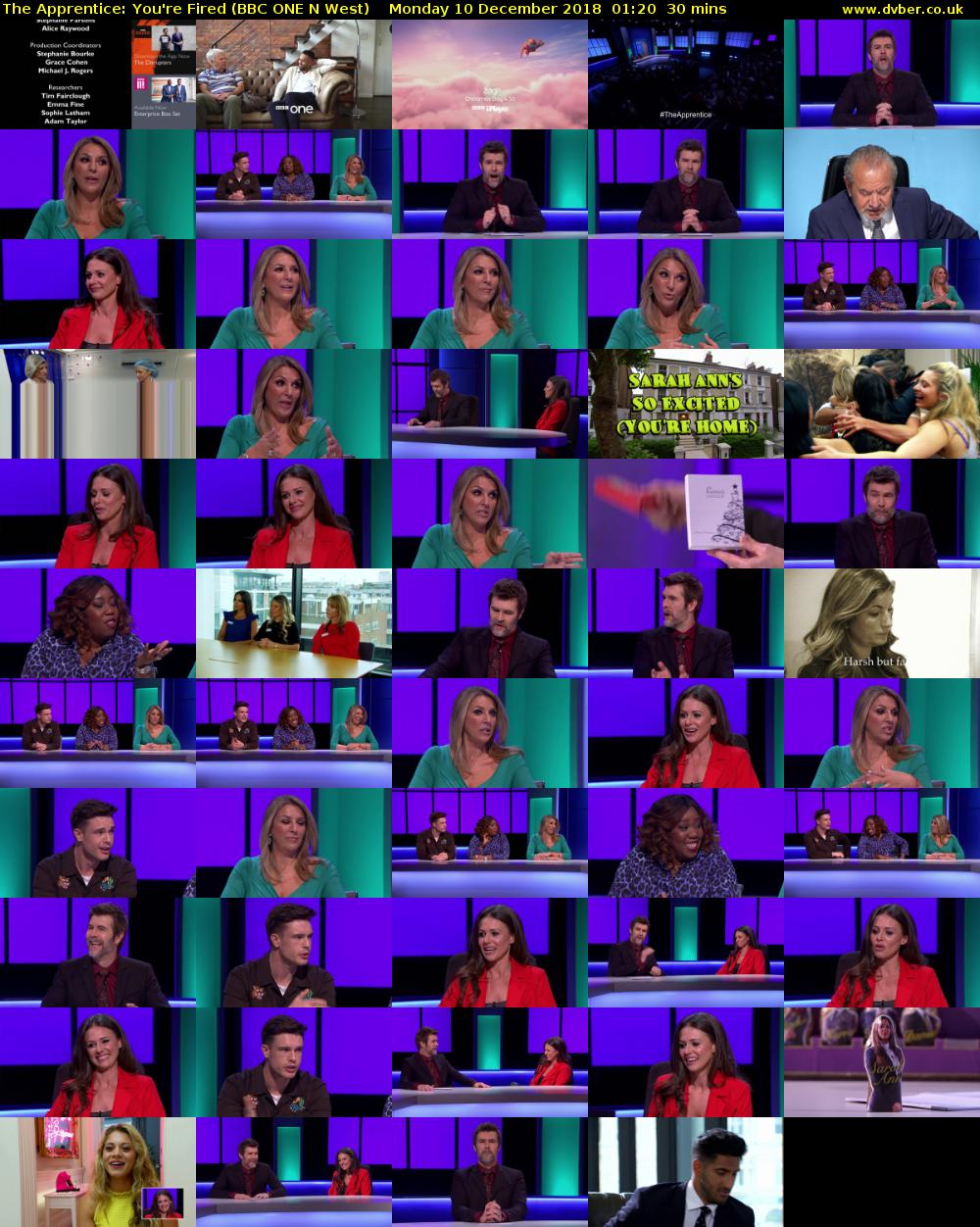 The Apprentice: You're Fired (BBC ONE N West) Monday 10 December 2018 01:20 - 01:50