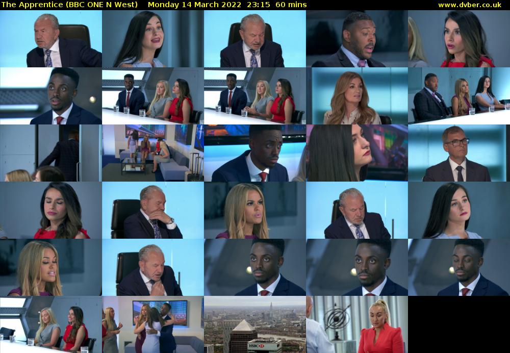 The Apprentice (BBC ONE N West) Monday 14 March 2022 23:15 - 00:15