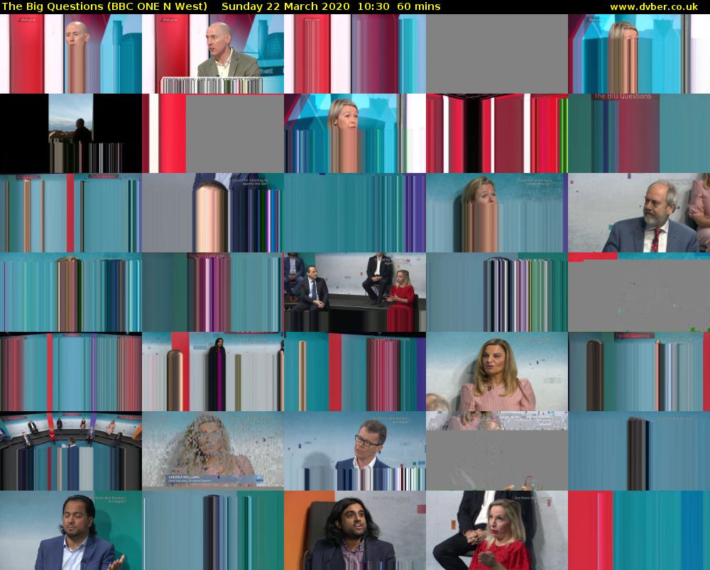 The Big Questions (BBC ONE N West) Sunday 22 March 2020 10:30 - 11:30