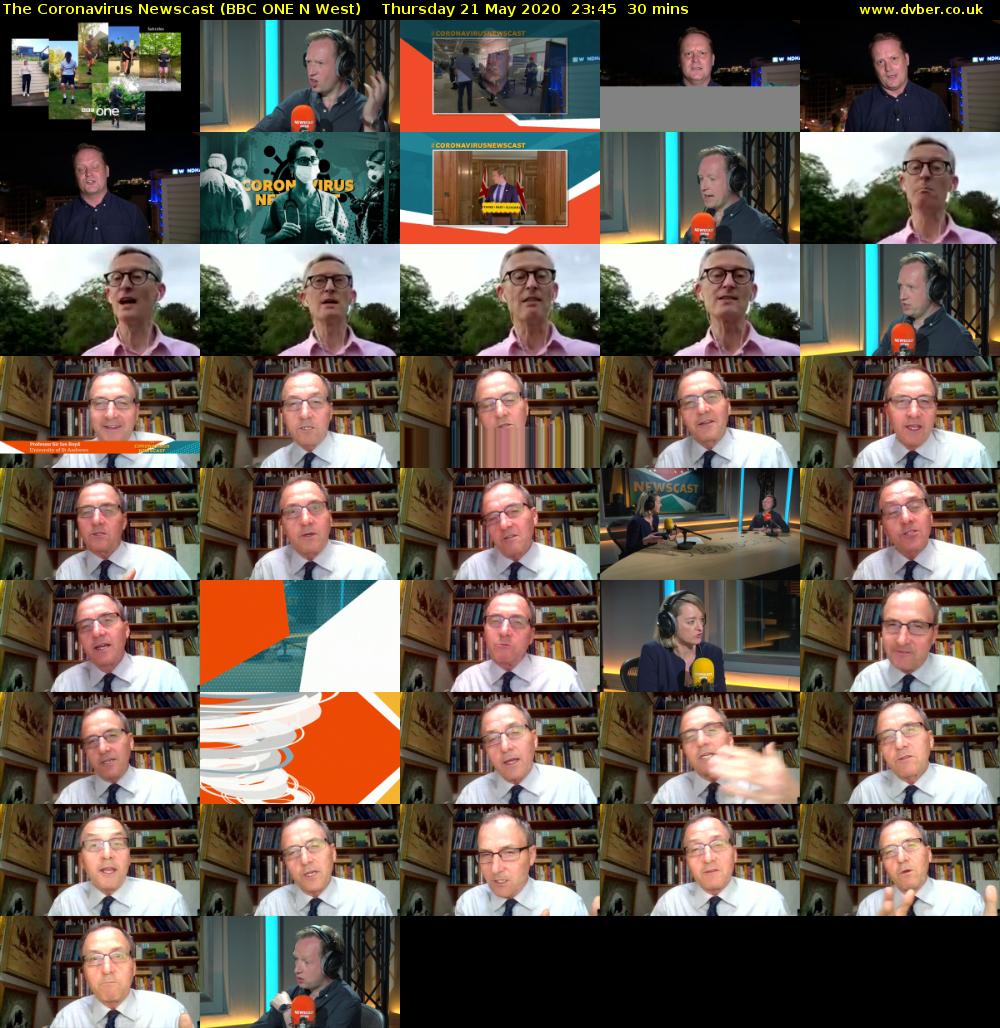 The Coronavirus Newscast (BBC ONE N West) Thursday 21 May 2020 23:45 - 00:15