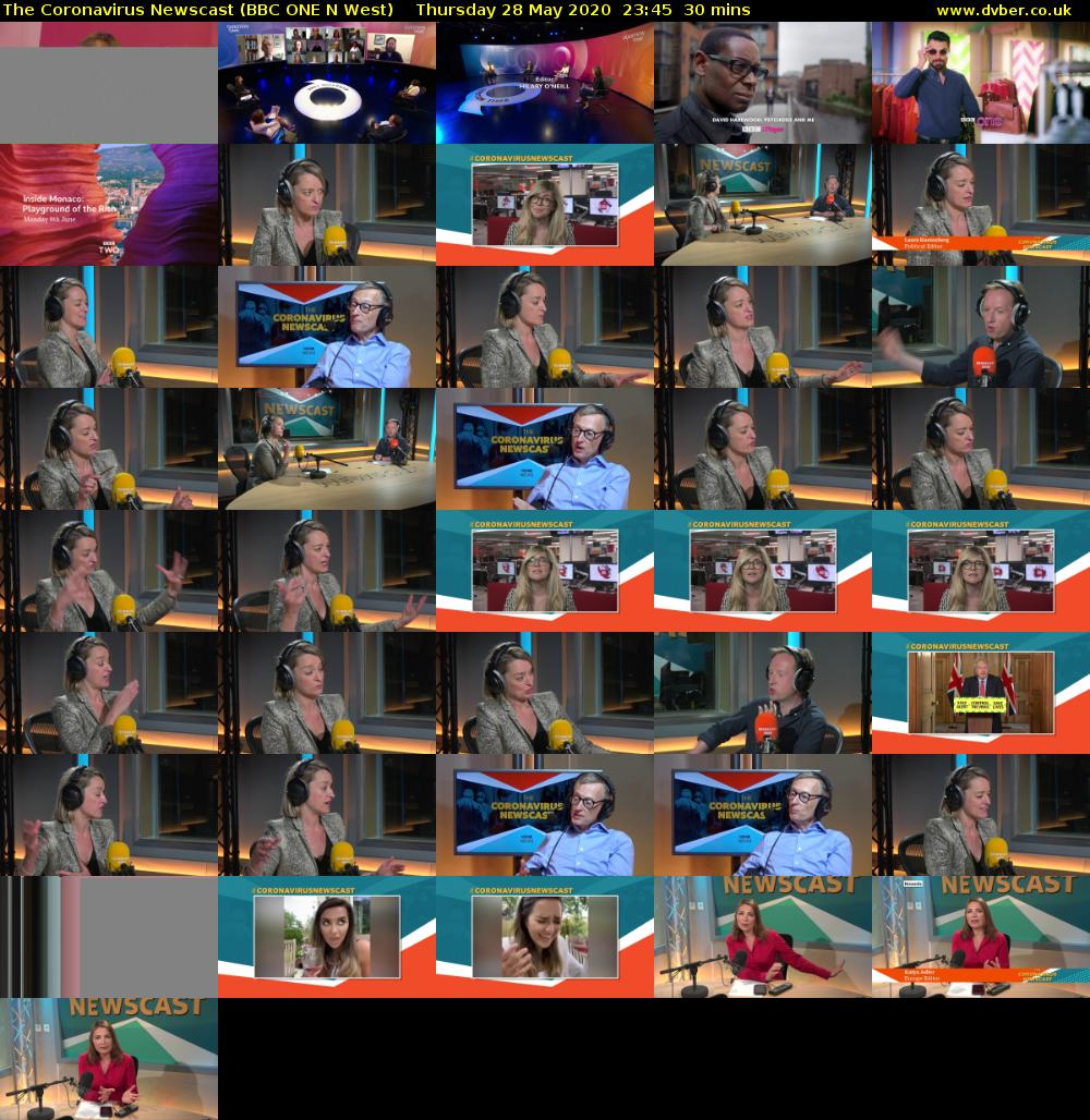 The Coronavirus Newscast (BBC ONE N West) Thursday 28 May 2020 23:45 - 00:15