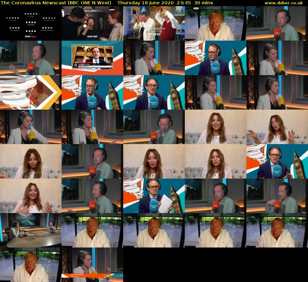 The Coronavirus Newscast (BBC ONE N West) Thursday 18 June 2020 23:45 - 00:15