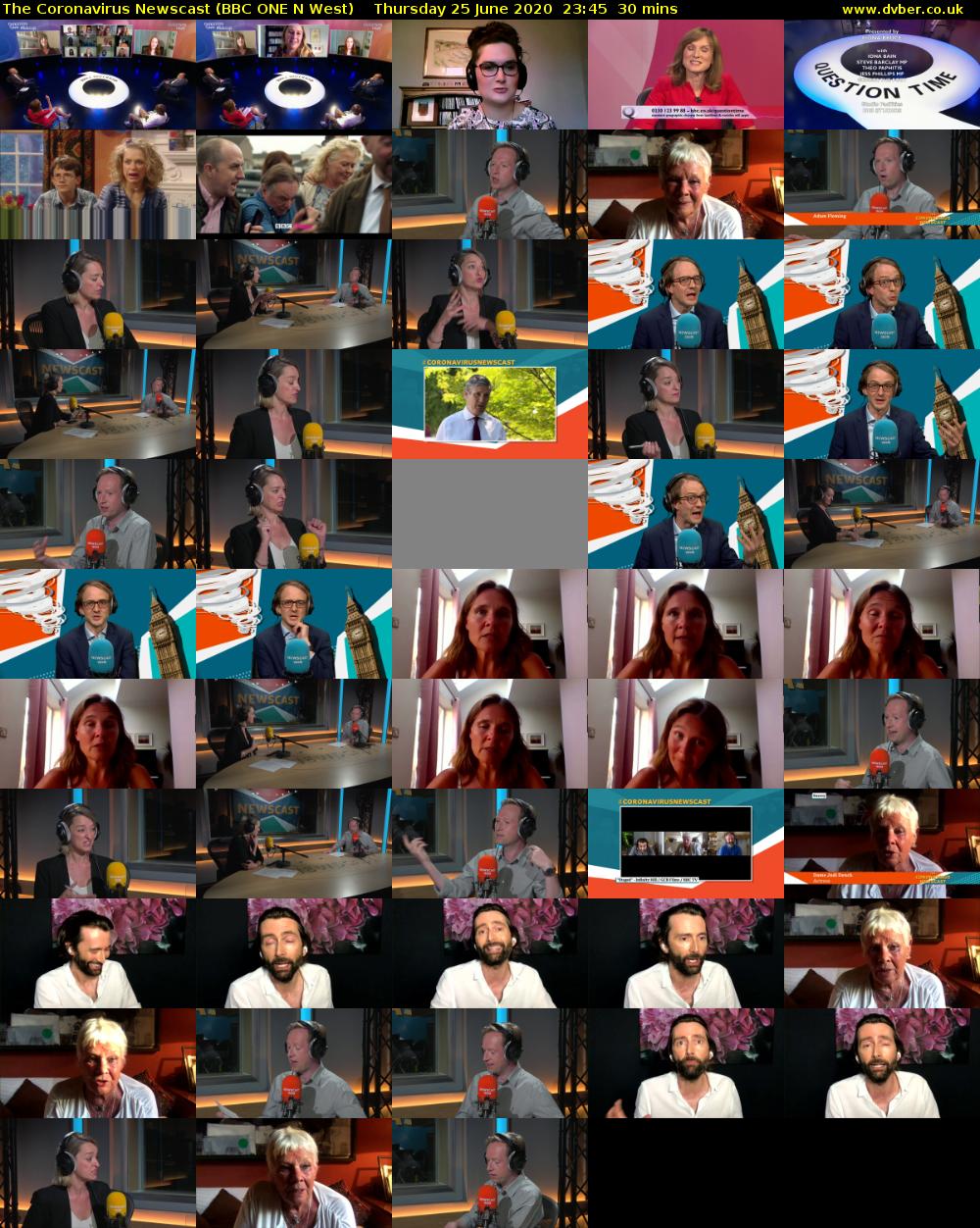The Coronavirus Newscast (BBC ONE N West) Thursday 25 June 2020 23:45 - 00:15