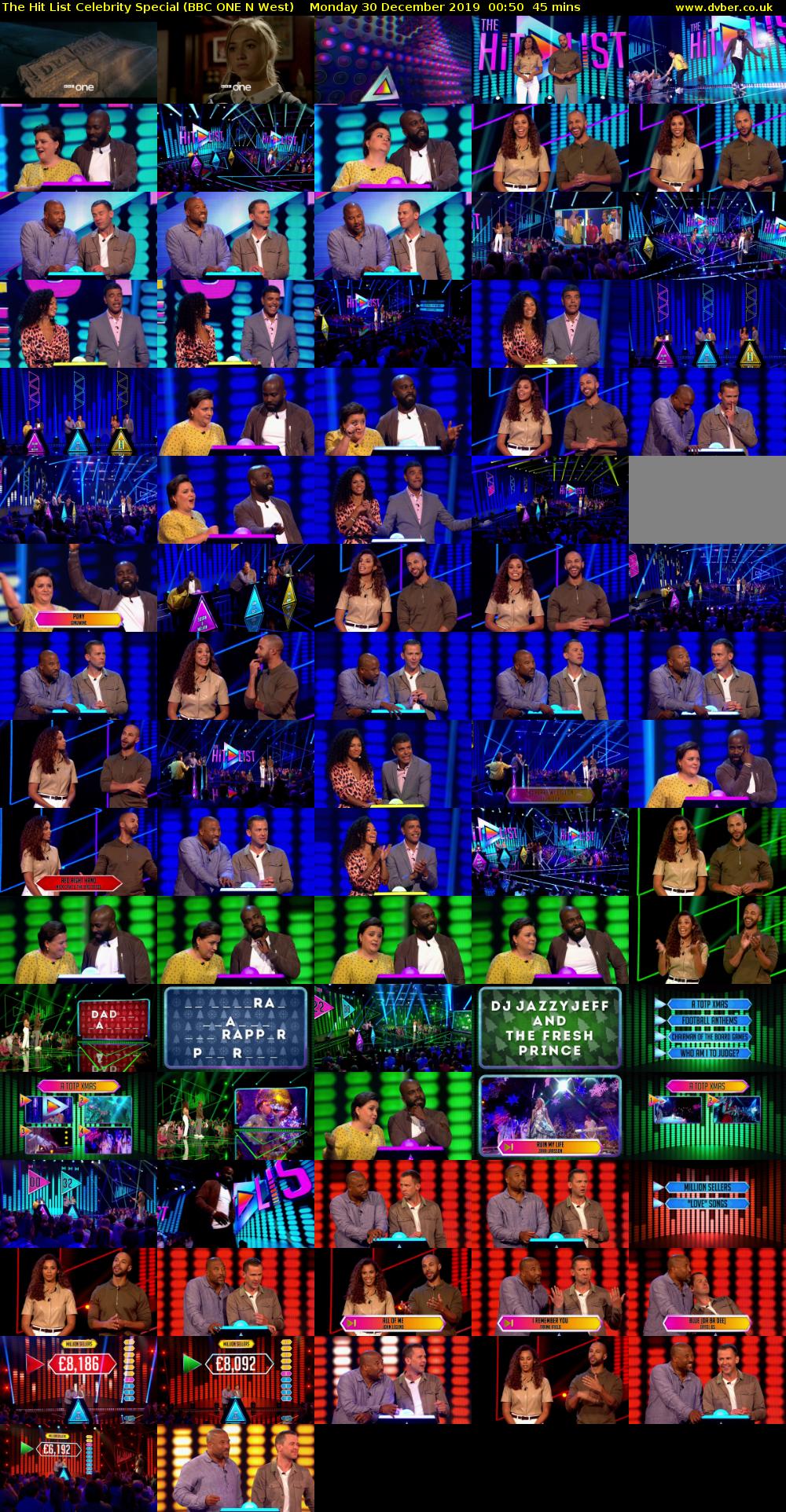 The Hit List Celebrity Special (BBC ONE N West) Monday 30 December 2019 00:50 - 01:35