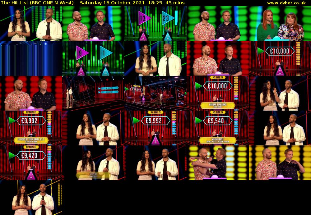 The Hit List (BBC ONE N West) Saturday 16 October 2021 18:25 - 19:10