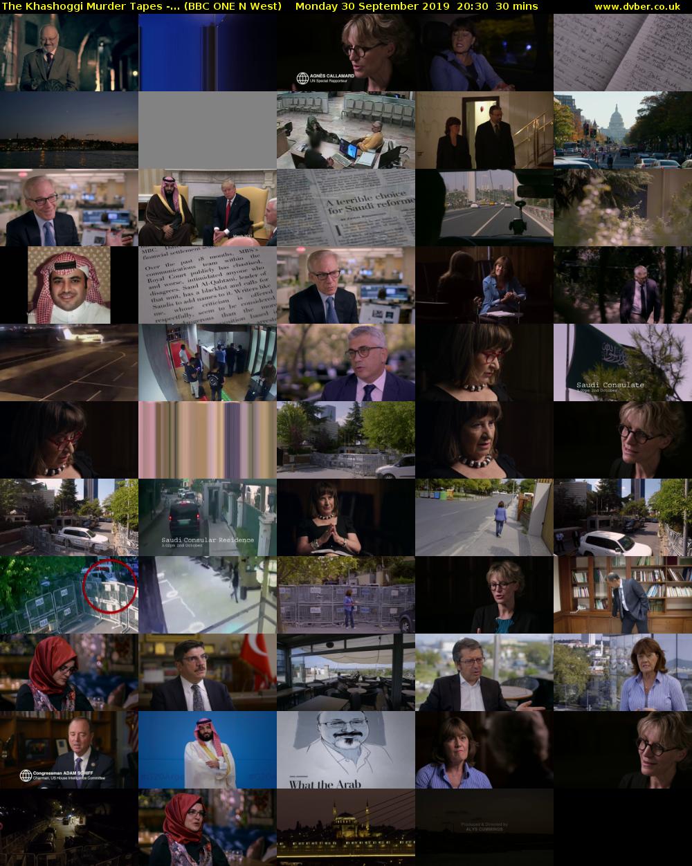 The Khashoggi Murder Tapes -... (BBC ONE N West) Monday 30 September 2019 20:30 - 21:00