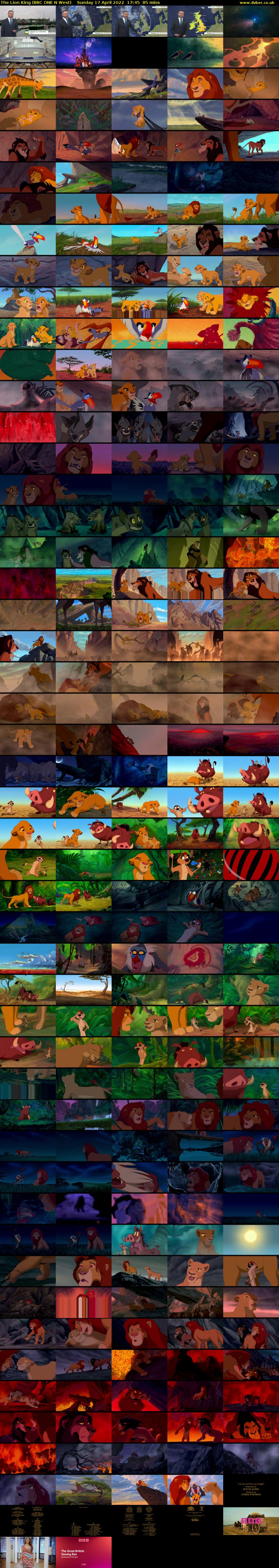 The Lion King (BBC ONE N West) Sunday 17 April 2022 17:45 - 19:10