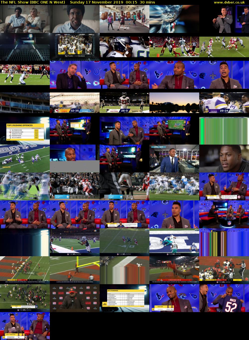 The NFL Show (BBC ONE N West) Sunday 17 November 2019 00:15 - 00:45