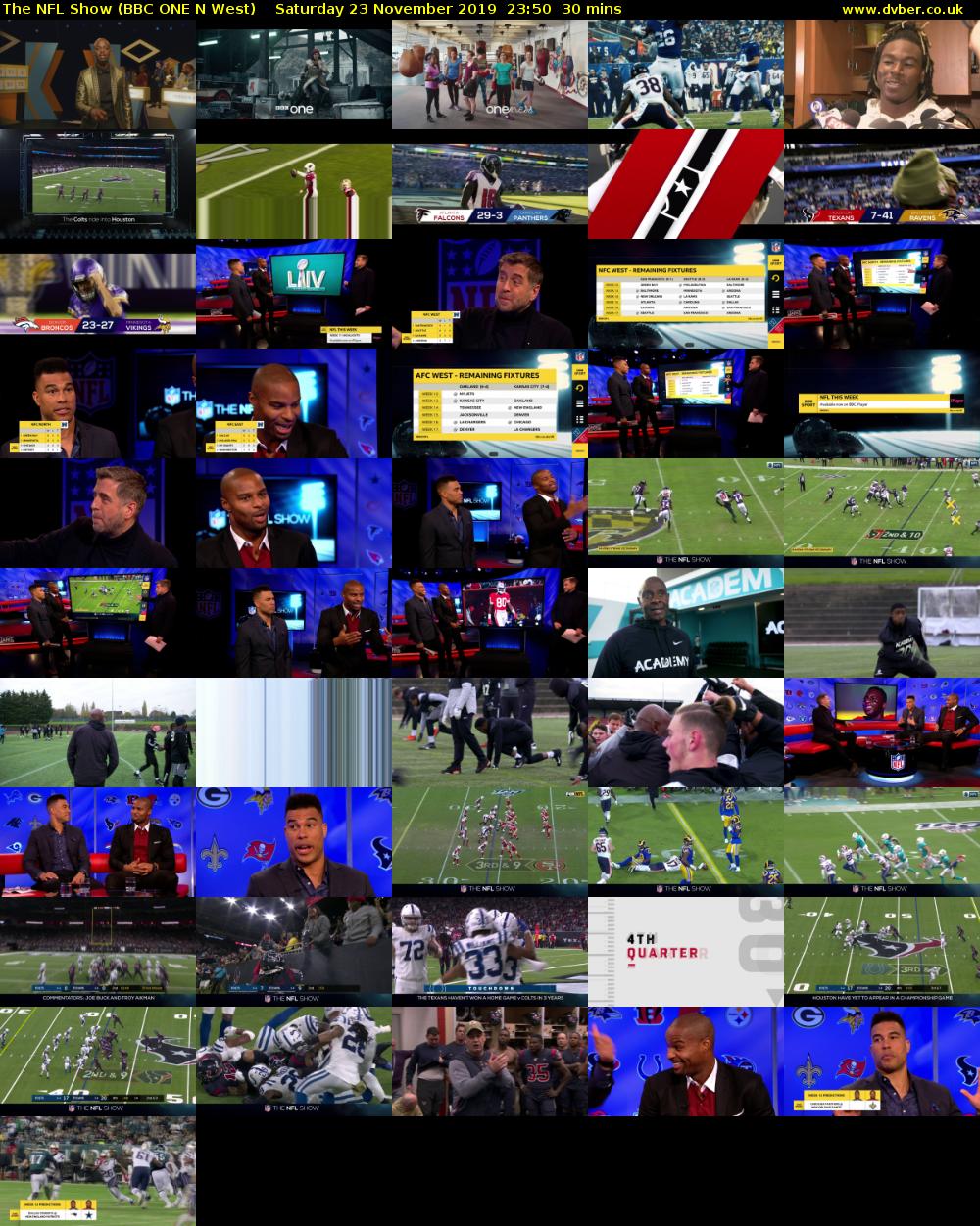 The NFL Show (BBC ONE N West) Saturday 23 November 2019 23:50 - 00:20