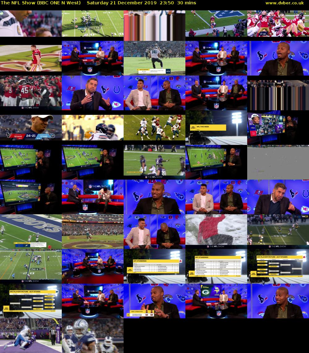 The NFL Show (BBC ONE N West) Saturday 21 December 2019 23:50 - 00:20