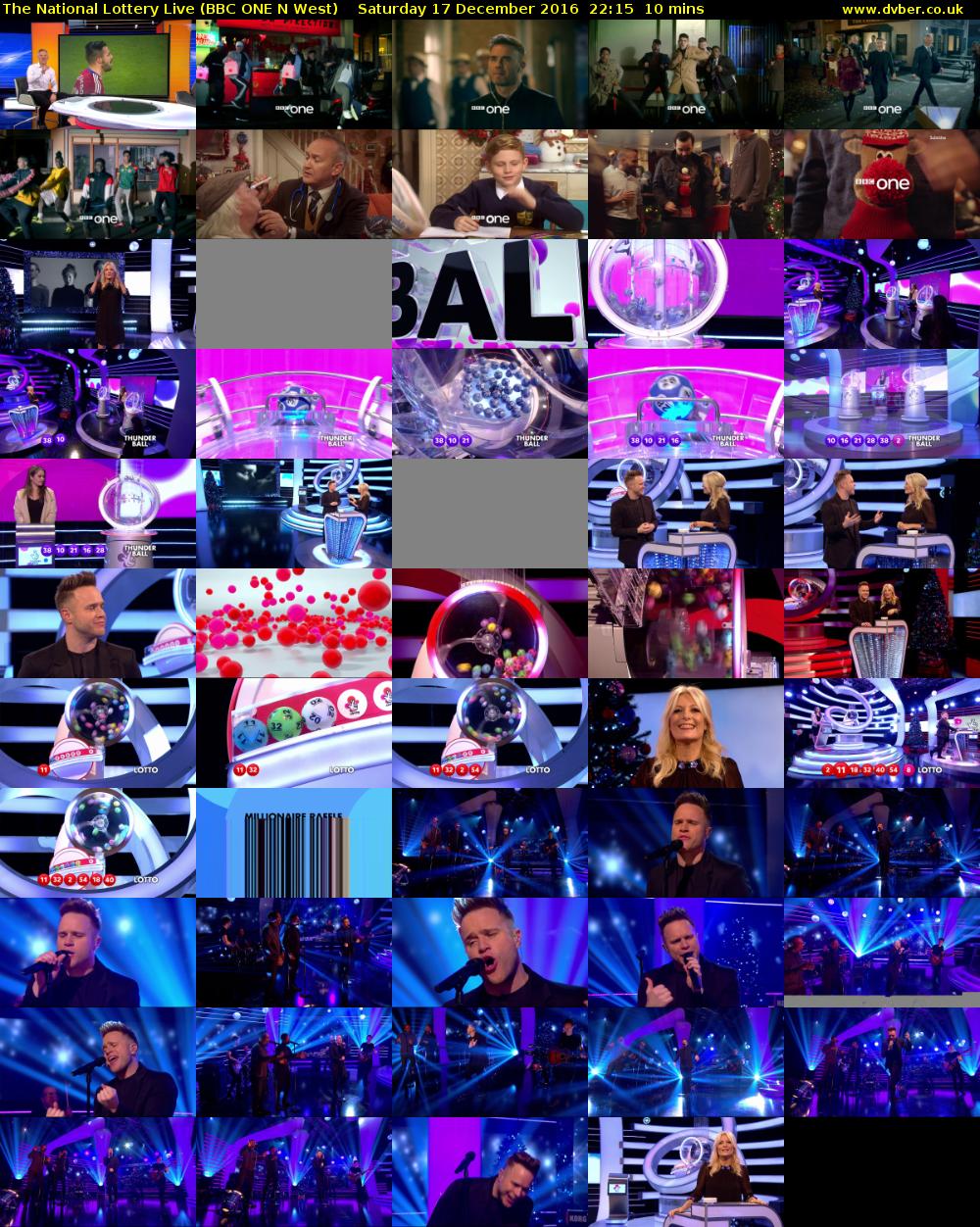 The National Lottery Live (BBC ONE N West) Saturday 17 December 2016 22:15 - 22:25