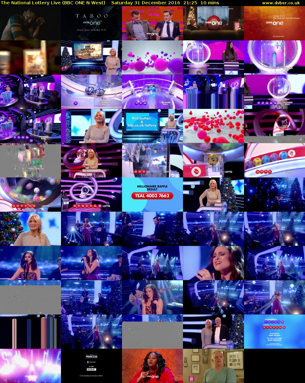 The National Lottery Live (BBC ONE N West) Saturday 31 December 2016 21:25 - 21:35