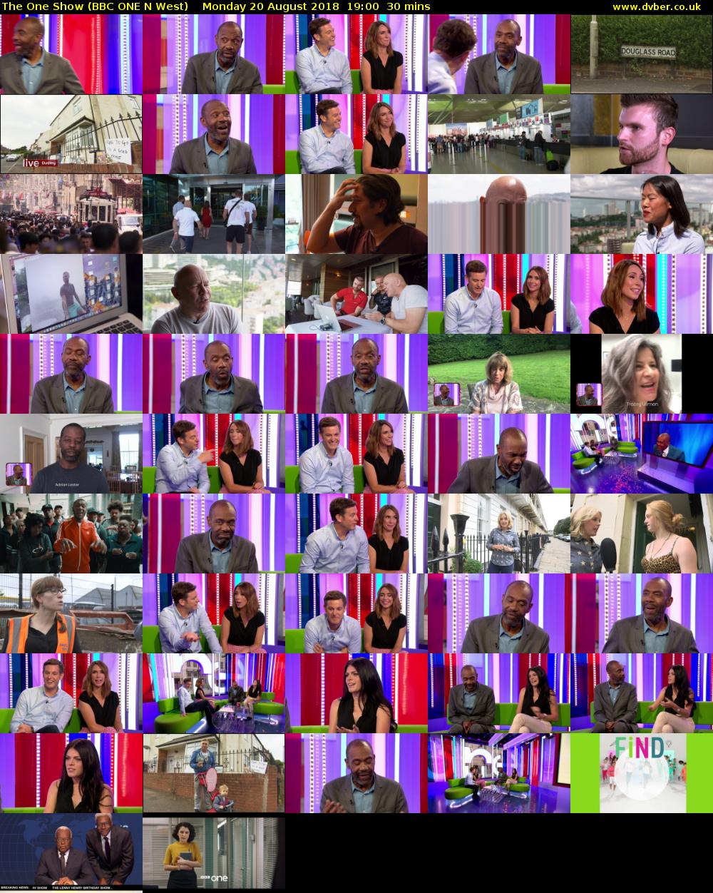 The One Show (BBC ONE N West) Monday 20 August 2018 19:00 - 19:30