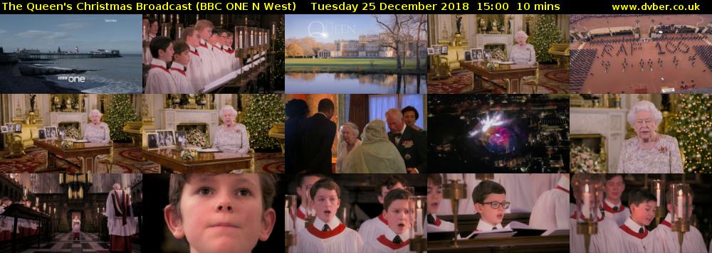 The Queen's Christmas Broadcast (BBC ONE N West) Tuesday 25 December 2018 15:00 - 15:10