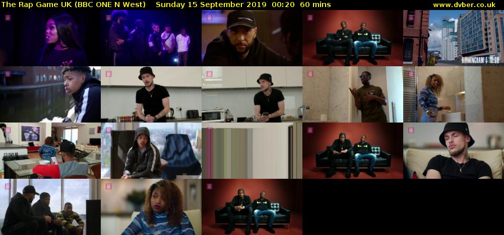 The Rap Game UK (BBC ONE N West) Sunday 15 September 2019 00:20 - 01:20