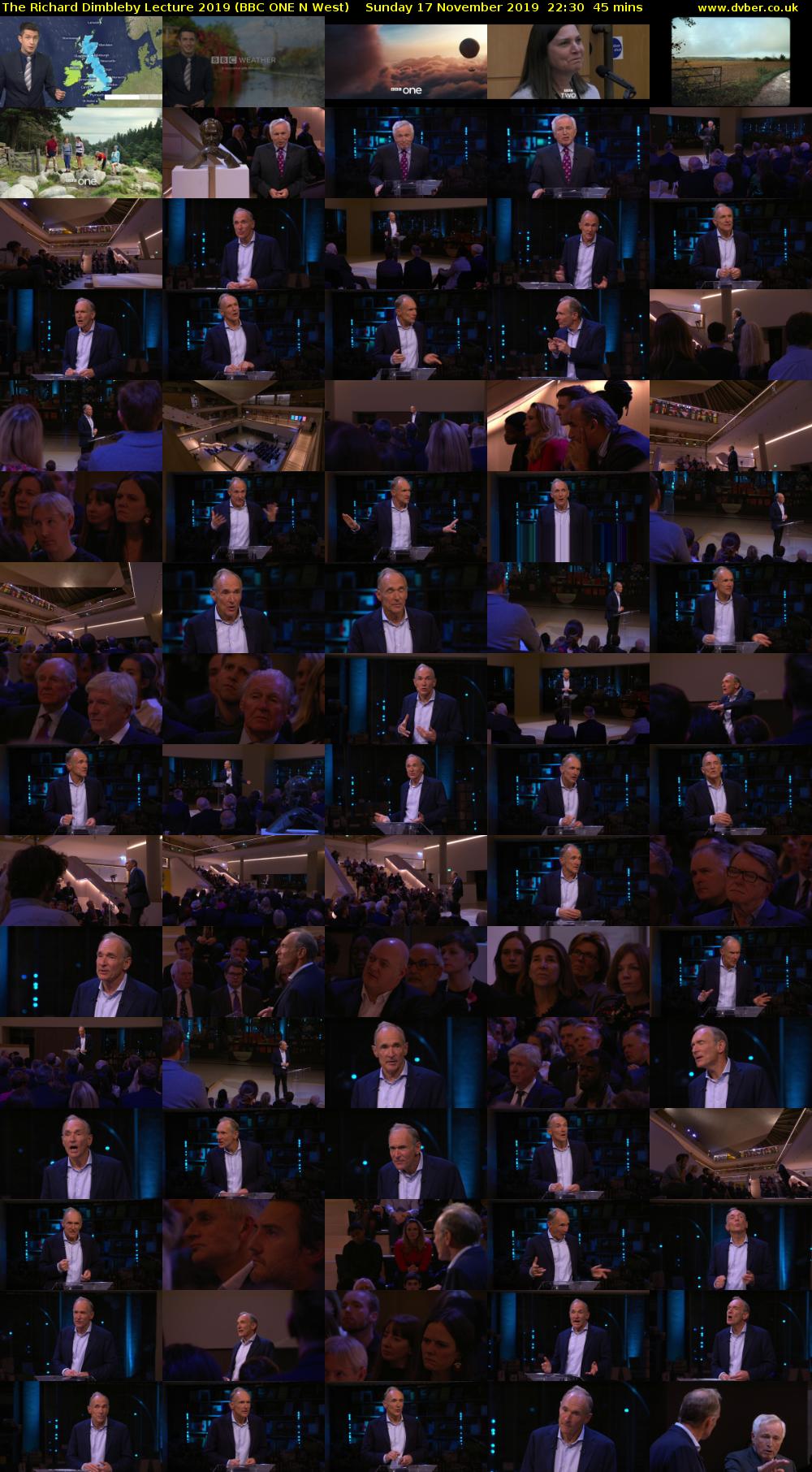 The Richard Dimbleby Lecture 2019 (BBC ONE N West) Sunday 17 November 2019 22:30 - 23:15