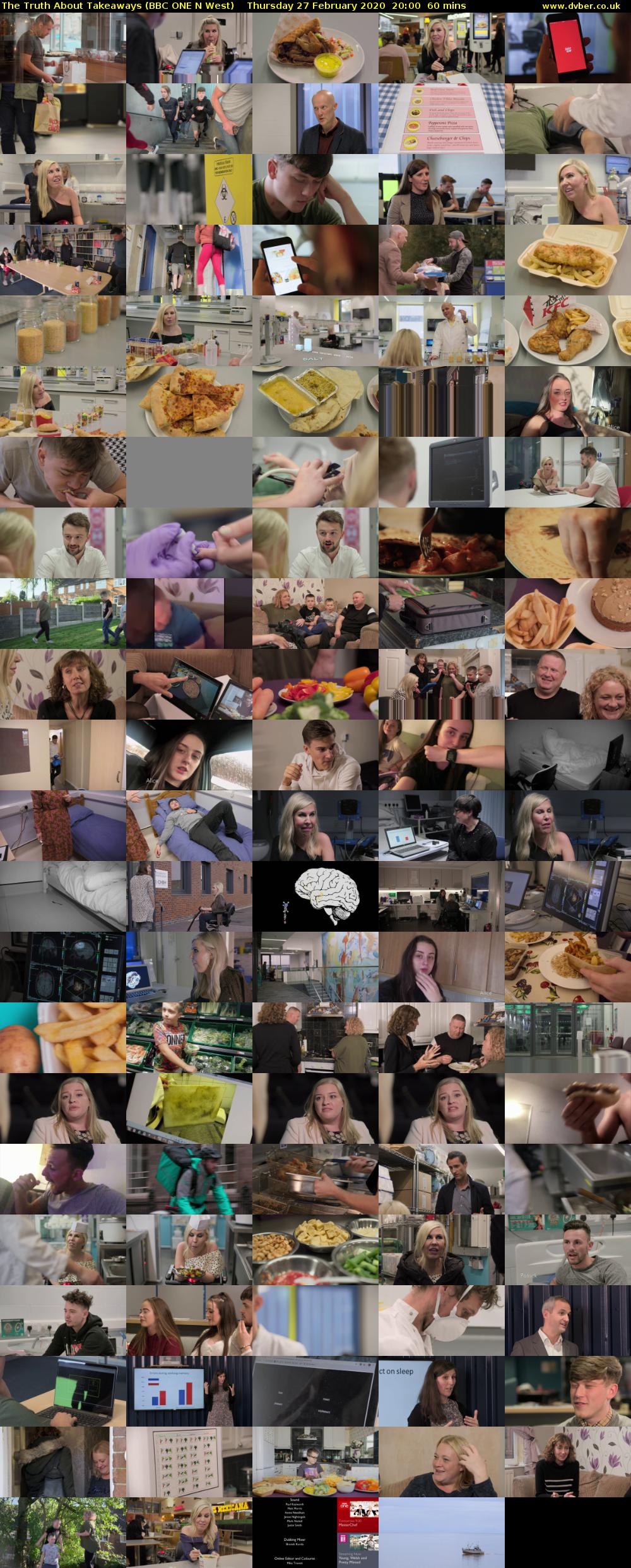 The Truth About Takeaways (BBC ONE N West) Thursday 27 February 2020 20:00 - 21:00