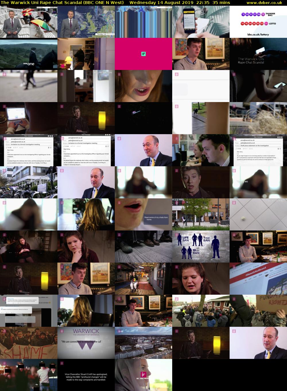 The Warwick Uni Rape Chat Scandal (BBC ONE N West) Wednesday 14 August 2019 22:35 - 23:10