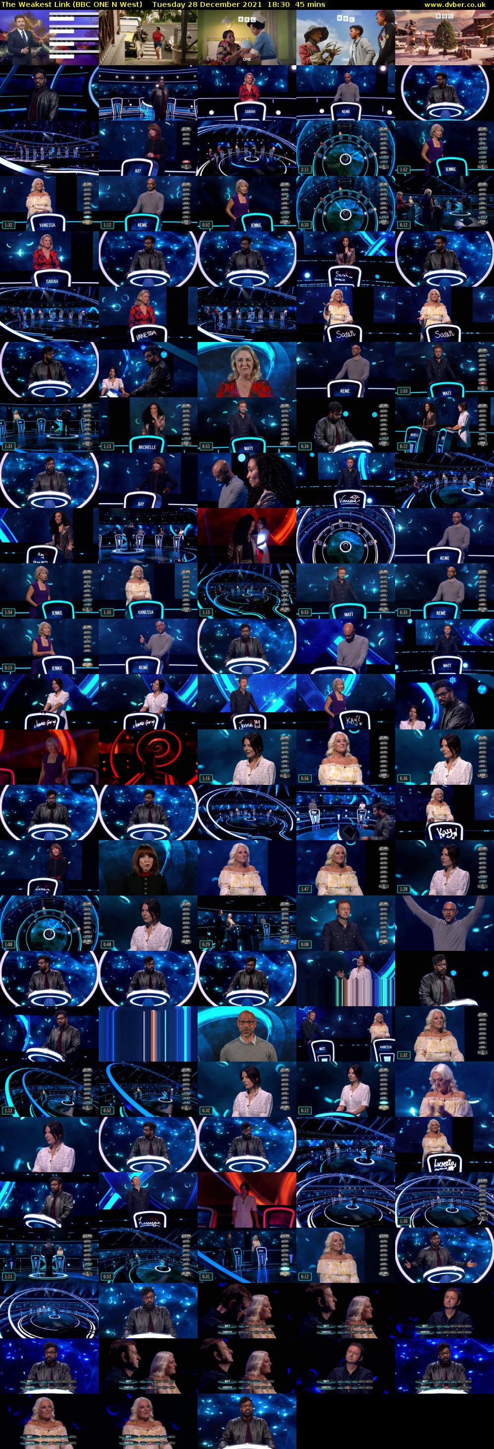 The Weakest Link (BBC ONE N West) Tuesday 28 December 2021 18:30 - 19:15