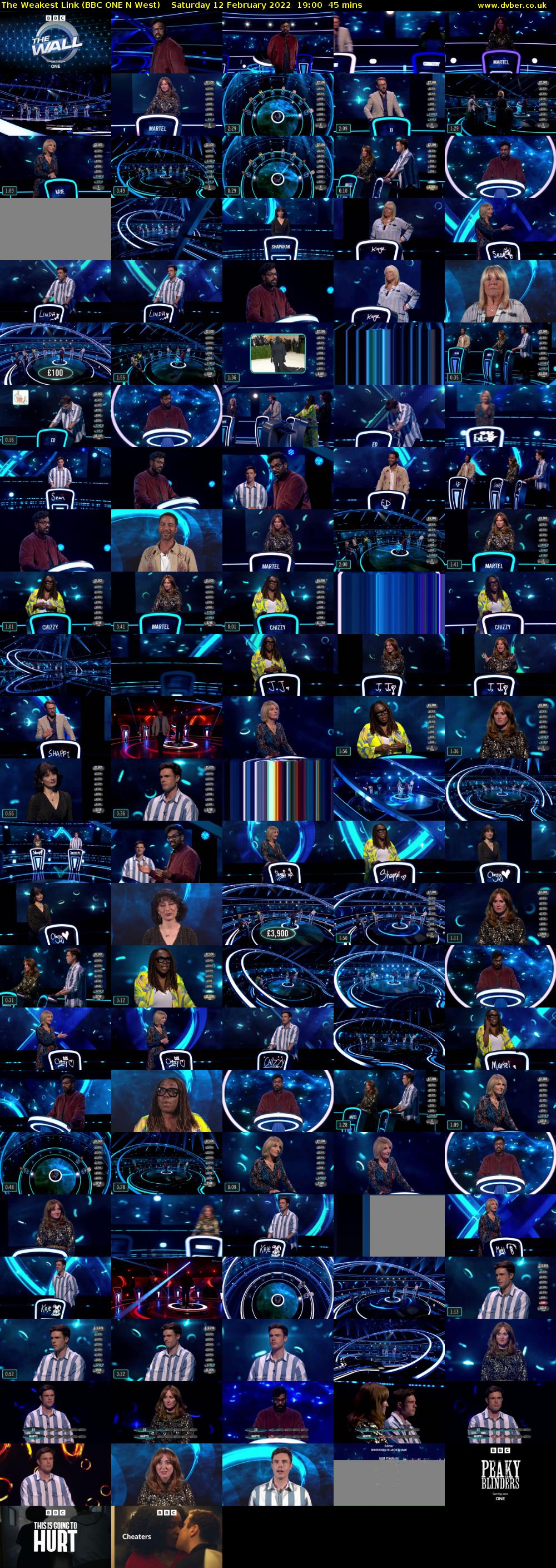 The Weakest Link (BBC ONE N West) Saturday 12 February 2022 19:00 - 19:45