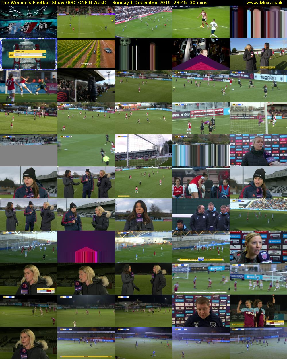 The Women's Football Show (BBC ONE N West) Sunday 1 December 2019 23:45 - 00:15