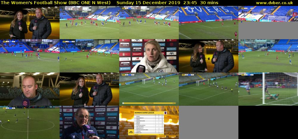 The Women's Football Show (BBC ONE N West) Sunday 15 December 2019 23:45 - 00:15