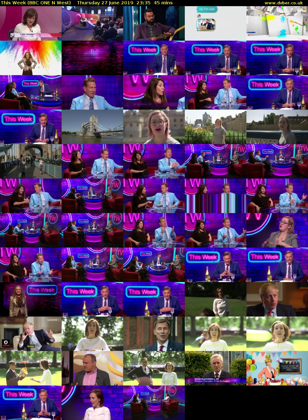 This Week (BBC ONE N West) Thursday 27 June 2019 23:35 - 00:20