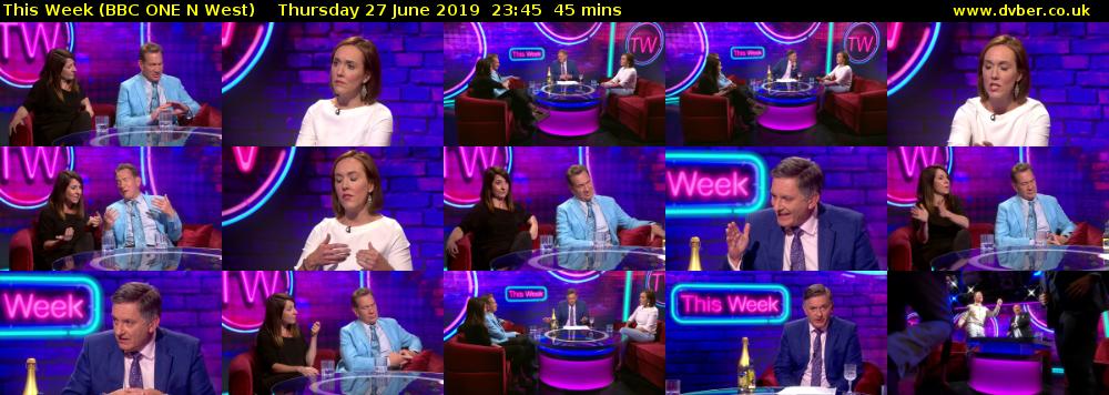 This Week (BBC ONE N West) Thursday 27 June 2019 23:45 - 00:30