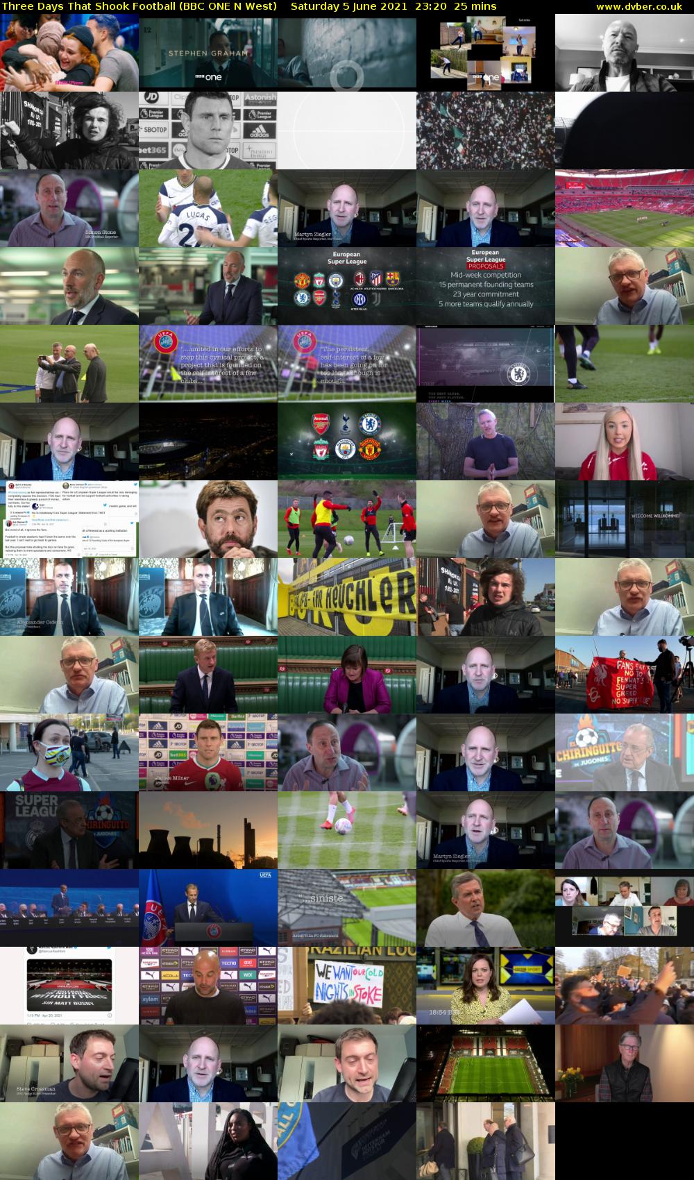 Three Days That Shook Football (BBC ONE N West) Saturday 5 June 2021 23:20 - 23:45