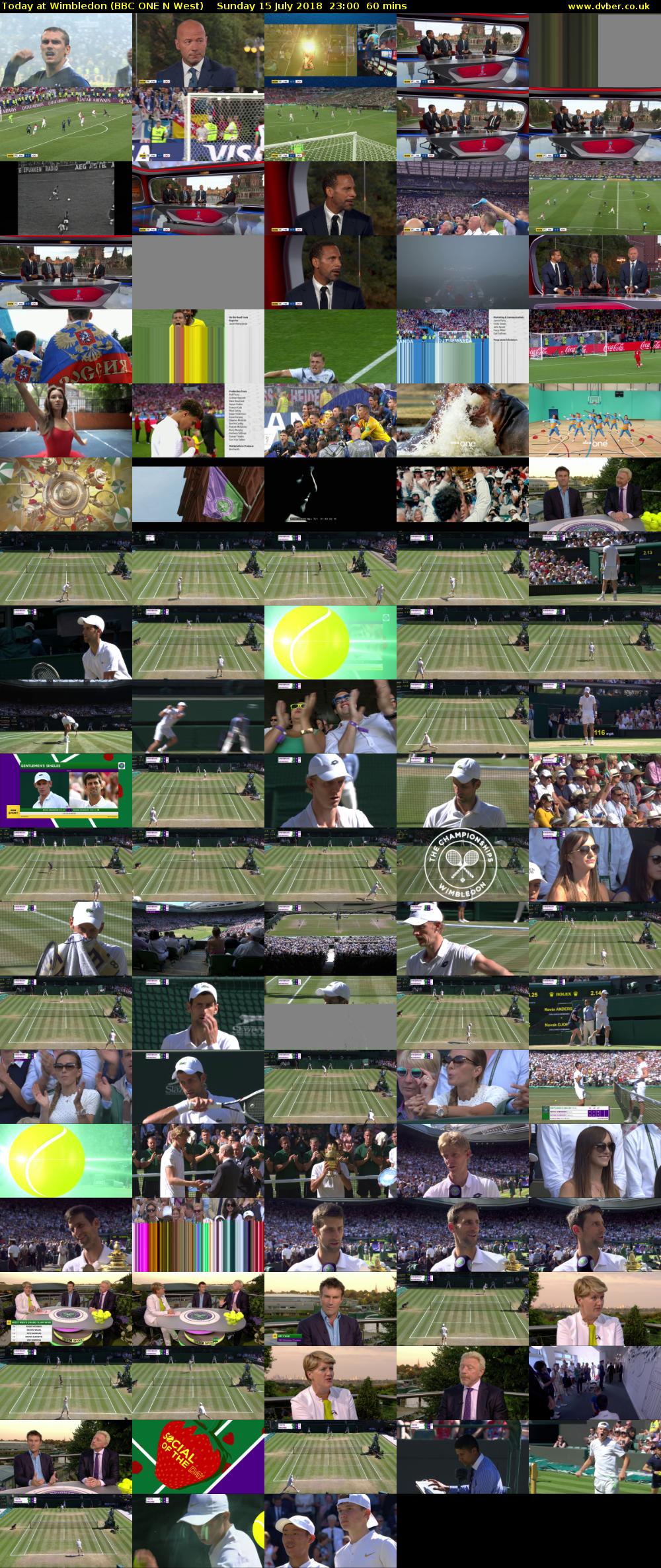 Today at Wimbledon (BBC ONE N West) Sunday 15 July 2018 23:00 - 00:00