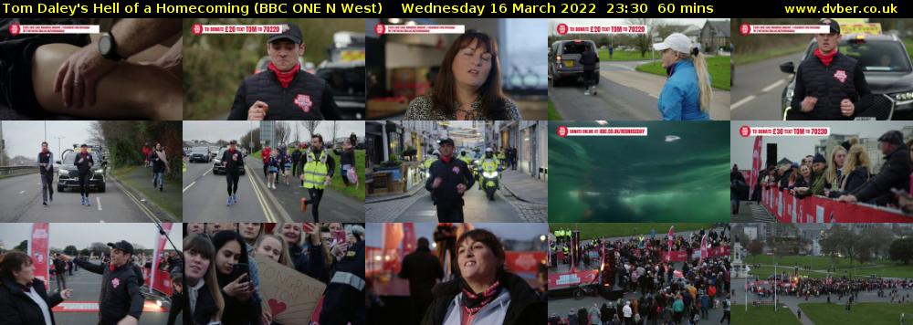 Tom Daley's Hell of a Homecoming (BBC ONE N West) Wednesday 16 March 2022 23:30 - 00:30