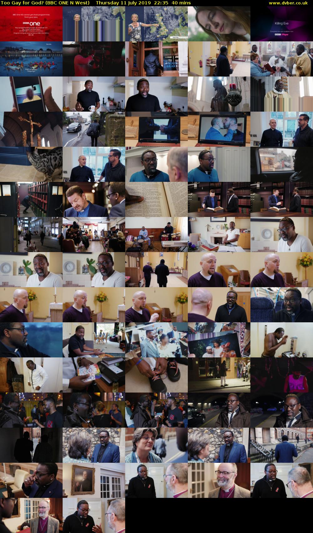 Too Gay for God? (BBC ONE N West) Thursday 11 July 2019 22:35 - 23:15