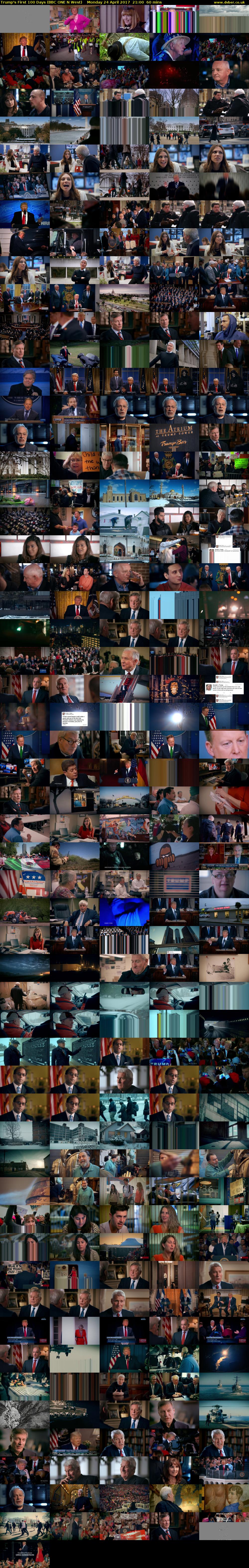 Trump's First 100 Days (BBC ONE N West) Monday 24 April 2017 21:00 - 22:00