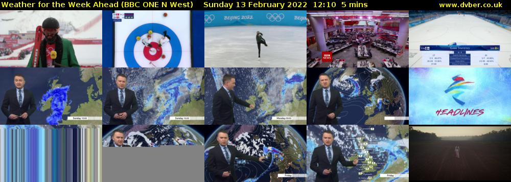 Weather for the Week Ahead (BBC ONE N West) Sunday 13 February 2022 12:10 - 12:15