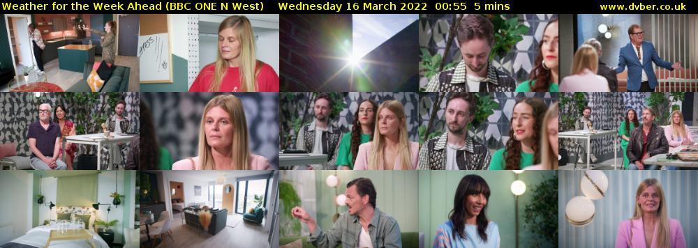 Weather for the Week Ahead (BBC ONE N West) Wednesday 16 March 2022 00:55 - 01:00