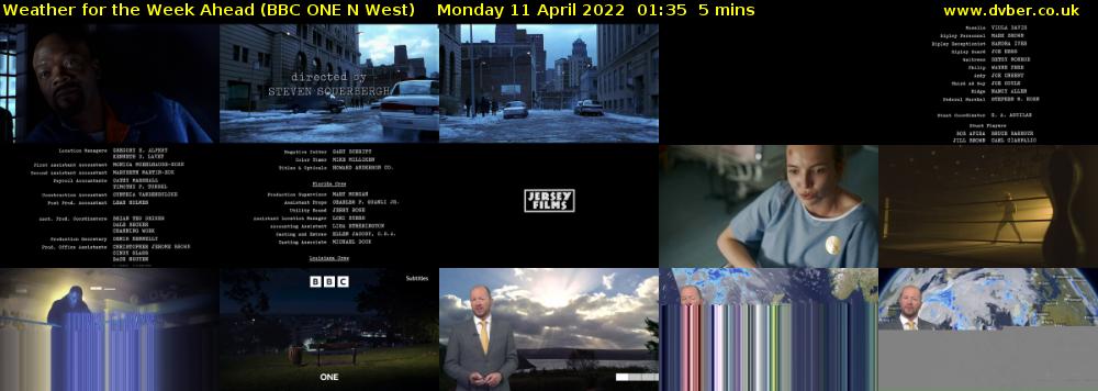 Weather for the Week Ahead (BBC ONE N West) Monday 11 April 2022 01:35 - 01:40