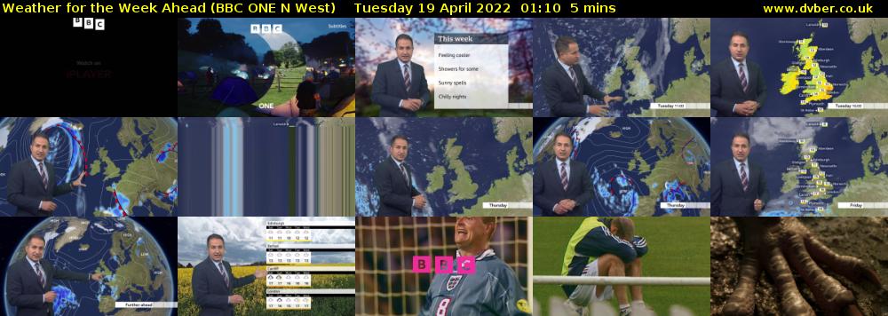 Weather for the Week Ahead (BBC ONE N West) Tuesday 19 April 2022 01:10 - 01:15