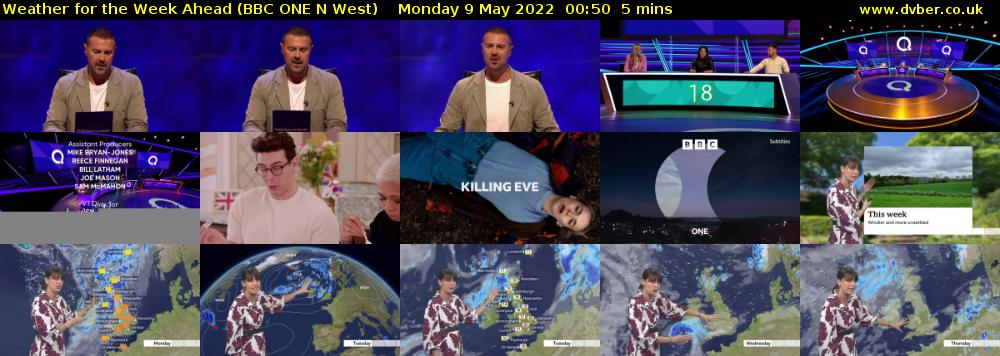 Weather for the Week Ahead (BBC ONE N West) Monday 9 May 2022 00:50 - 00:55