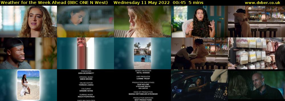 Weather for the Week Ahead (BBC ONE N West) Wednesday 11 May 2022 00:45 - 00:50
