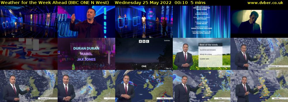 Weather for the Week Ahead (BBC ONE N West) Wednesday 25 May 2022 00:10 - 00:15